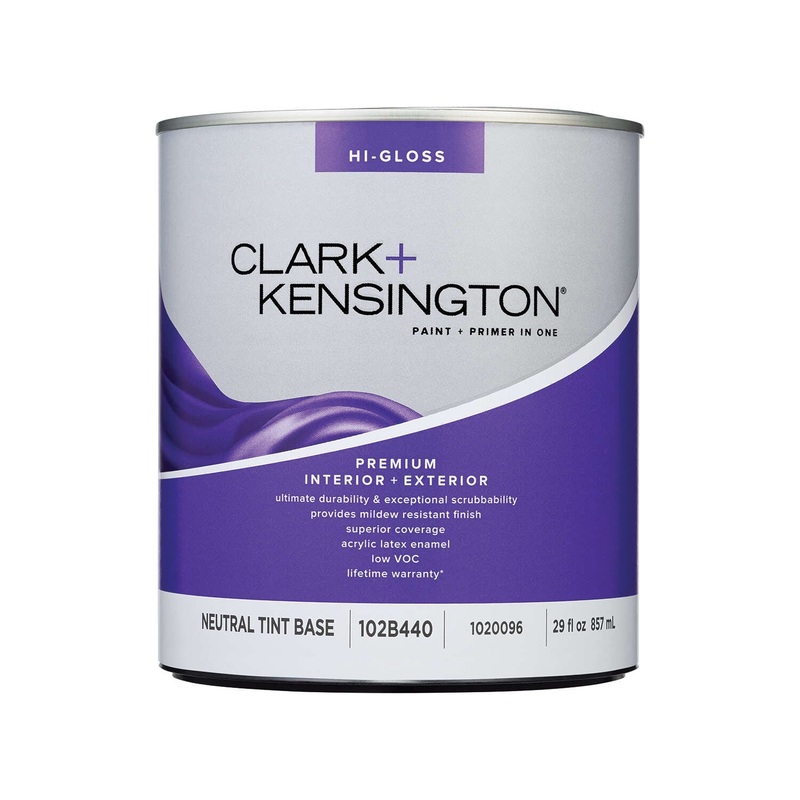 Clark+Kensington 102B440-2 Premium Paint, Interior/Exterior, Tint Base, Neutral, Ultra Smooth/High Gloss, 1 qt