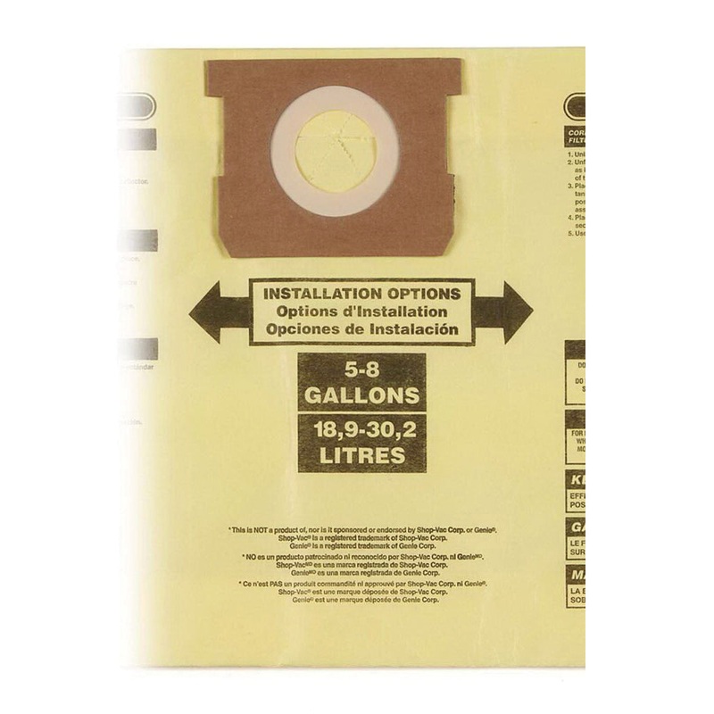 Craftsman CMXZVBE38775 Fine Dust Vacuum Dust Collection Bag, 5 to 8 gal Capacity, Disposable