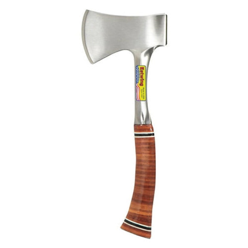 ESTWING E24A Sportsman's Axe With Leather Grip, 29 lb Head, 3-1/4 in Cutting Edge, Steel Head, Leather/Steel Handle