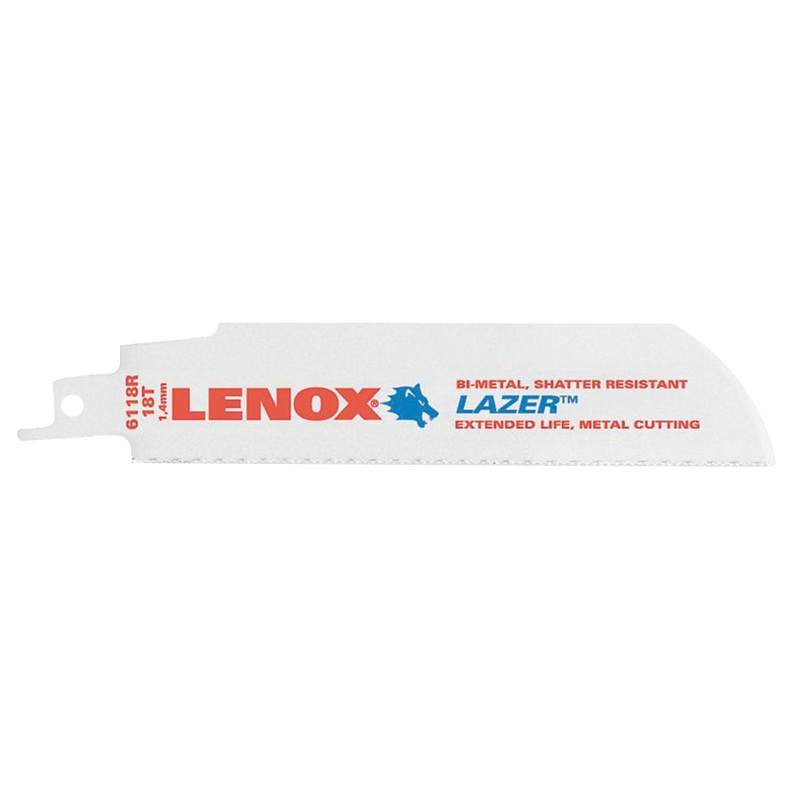 LENOX 201746118R Lazer Reciprocating Saw Blade, 6 in L, 1 in W, 18 TPI, Bi-Metal Blade