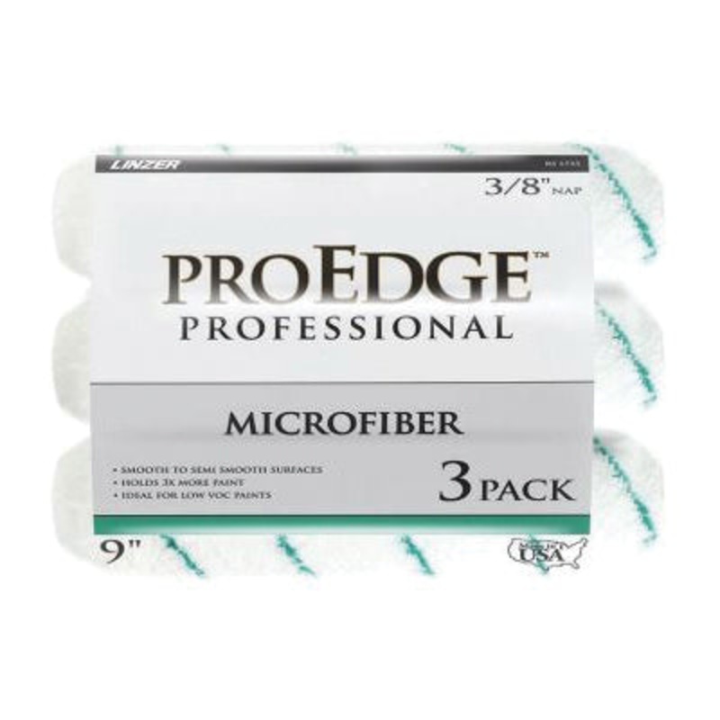 LINZER RS1733 Multi-Pack Roller, 9 in L, 3/8 in Thick Nap, Microfiber Cover