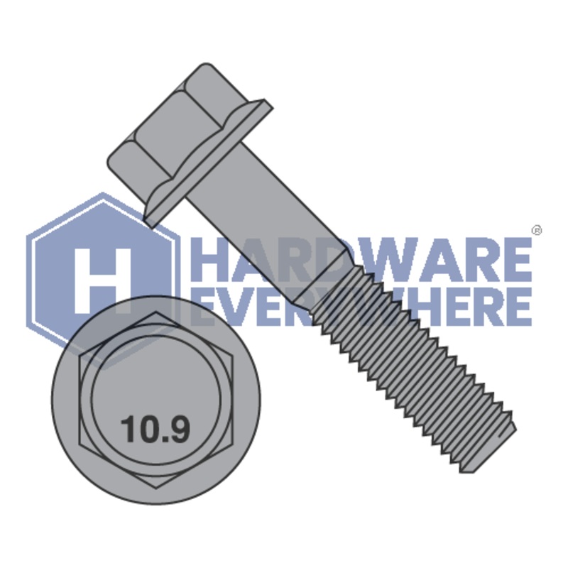M10 x 50 METRIC FLANGE BOLTS / Grade 10.9 / Black Phosphate