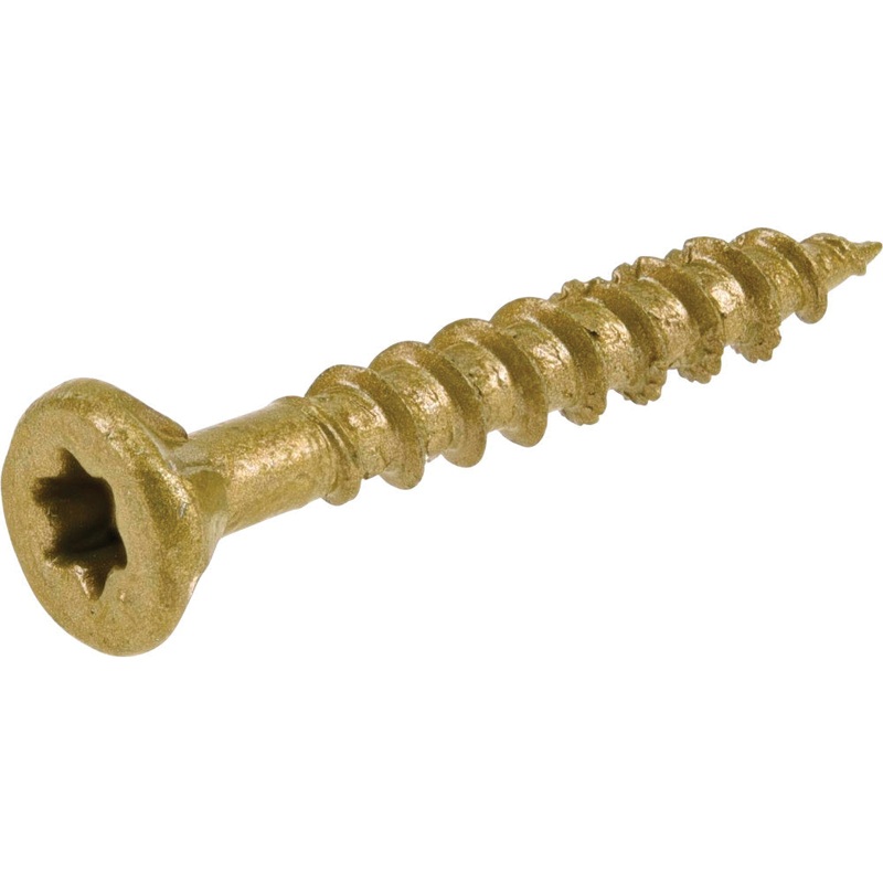 PowerPro 48594 Premium Exterior Wood Screw, Coarse, Serrated Thread, Star Drive, T20 Drive, Flat Head, 1-1/4 in OAL