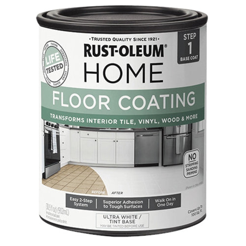 RUST-OLEUM 358876 Home Floor Coating, <50 g/L VOC, 300 to 400 sq-ft Coverage Area, 1 qt