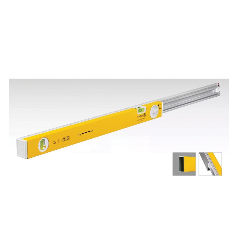 STABILA 29441 Type 80T Extendable Level, 24 in L, 2 -Vial, Plumb Vial, Horizontal Vial Positions