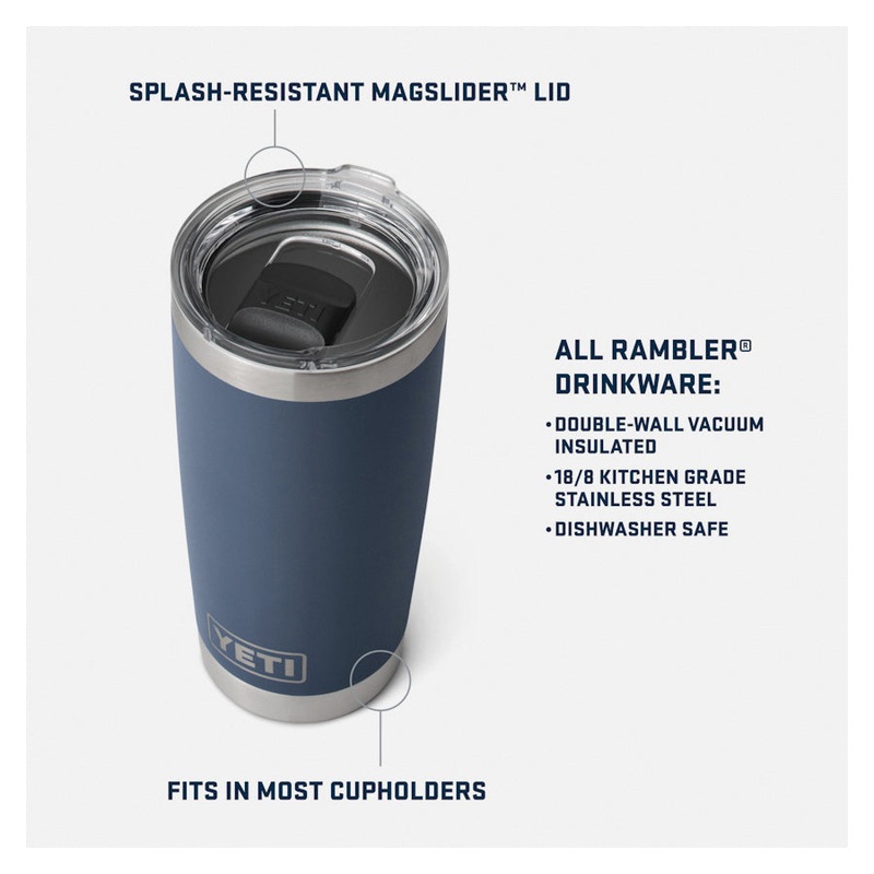 YETI Rambler Series 21071503440 Tumbler, 20 oz Capacity, MagSlider Lid, Stainless Steel, Key Lime, Insulated
