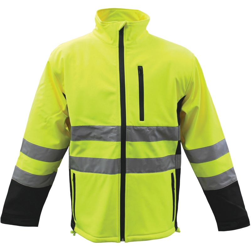 BOSS 3SS7000M Waterproof Softshell Jacket, M, Polyester, Hi-Viz Yellow, Zipper Closure