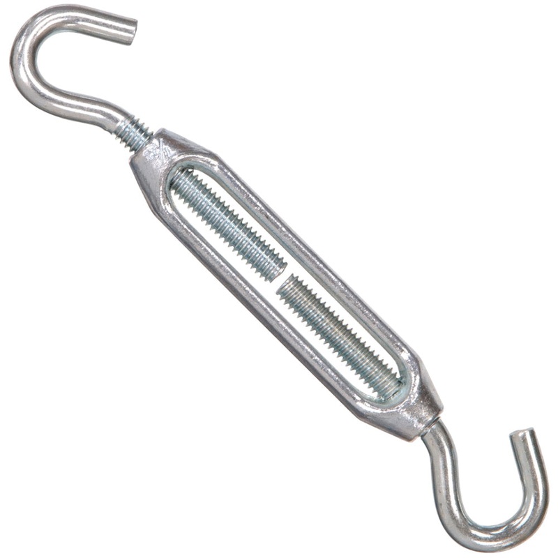 HARDWARE ESSENTIALS 321922 Exterior Turnbuckle, Hook x Hook End, 130 lb Load, 5/16-16 Thread, 8-7/8 in L Retracted