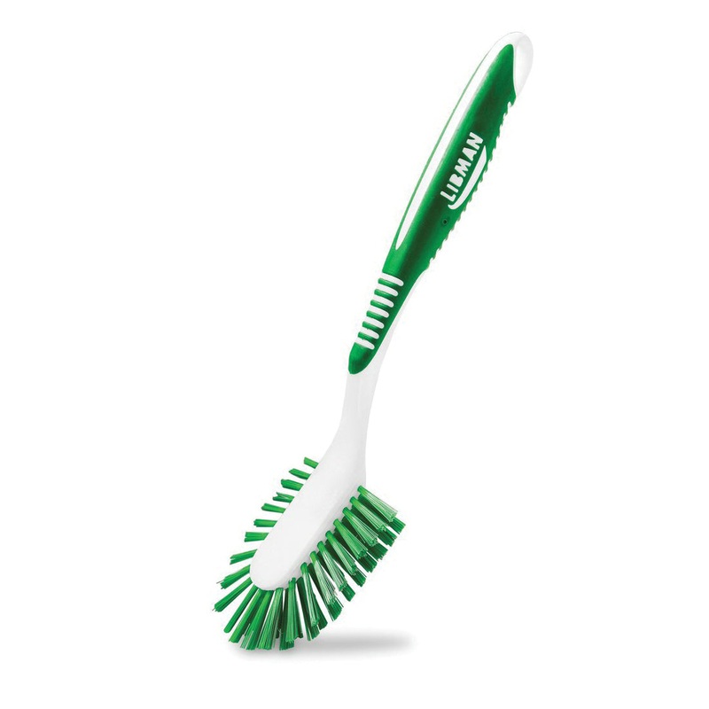 LIBMAN COMMERCIAL 1043 Kitchen Brush, 3 in W Brush, 3-1/4 in L Brush, Polyethylene Terephthalate Bristle, Rubber Handle