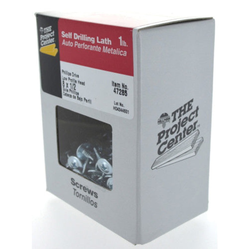The Project Center 47285 Lath Screw, #8-32 Thread, 1/2 in OAL, Truss Head, #2 Drive, Phillips Drive, Carbon Steel