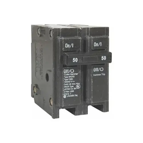 Eaton BR250 Circuit Breaker, Mini, Type BR, 50 A, 2 -Pole, 120/240 V, Plug Mounting