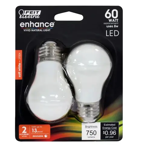 Feit Electric BPA1560W927CFL2 Filament LED Bulb Enhance A15 E26 (Medium) Soft White 60 W White Pair
