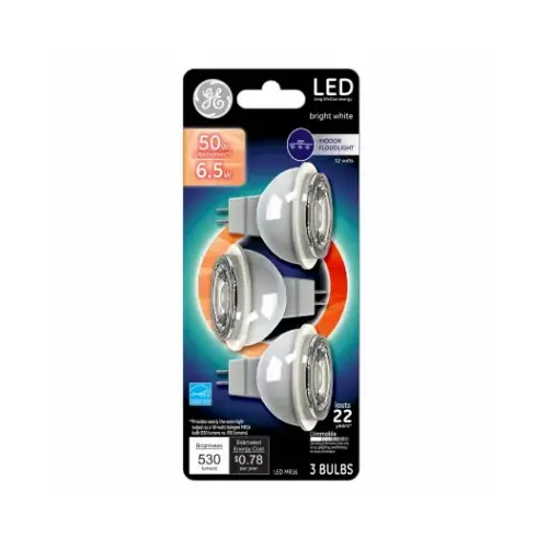 GE 93095550 LED Light Bulb MR16 GU5.3 Warm White 50 Watt Equivalence Clear
