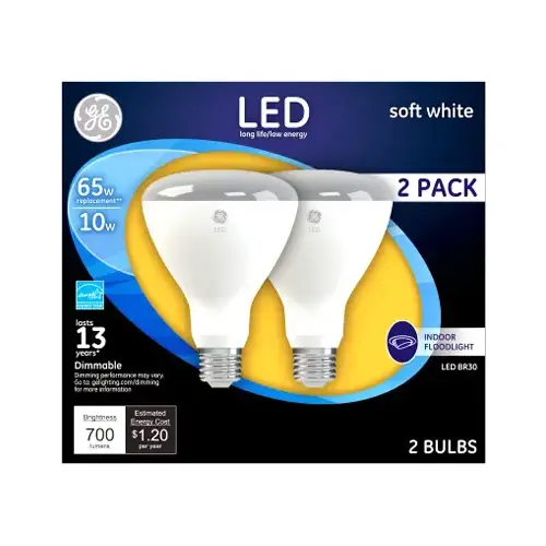 GE Lighting 93120700 LED Flood Light Bulbs, Indoor, Soft White, 700 Lumens, 10-Watts Pair