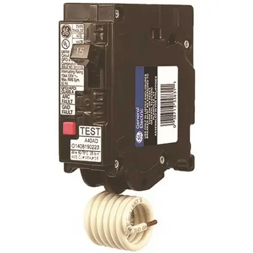 GE THQL1115DF 15 Amp 120 VAC Single-Pole Dual Function Plug-In AFCI/GFCI Circuit Breaker