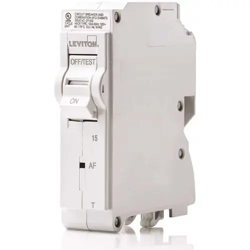 Leviton R01-LB115-AFR 15 Amp 1-Pole Plug-On AFCI Branch Circuit Breaker 120 VAC