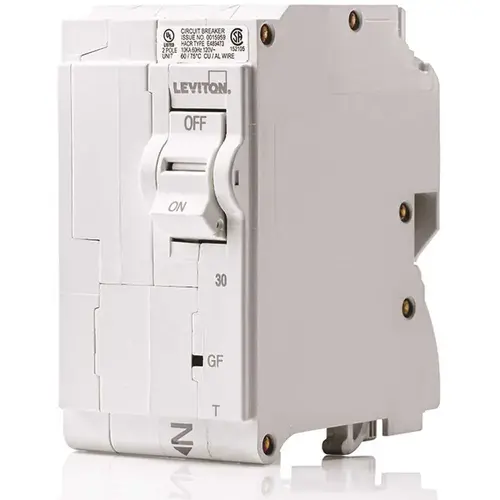 Leviton R03-LB230-GFR 30 Amp 2-Pole Plug-On GFCI Branch Circuit Breaker 120/240 VAC
