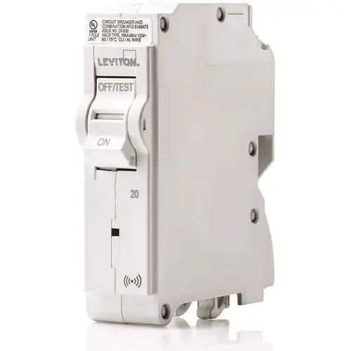 Leviton R05-LB120-0SR Standard 1-Pole 20 Amp 120-Volt 10kA Interrupt Rating Smart Branch Circuit Breaker