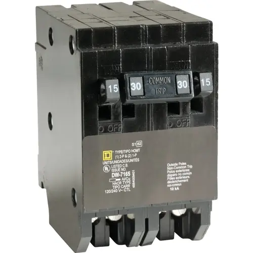 Square D HOMT1515230CP Homeline 15A/15A/30A Double-Pole Standard Trip Quad Tandem Circuit Breaker