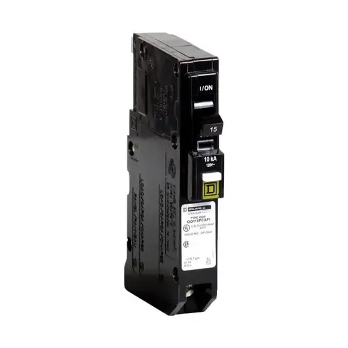 Square D QO115PCAFIC Circuit Breaker, CAFCI, Mini, 15 A, 1 -Pole, 120 V, Plug Mounting