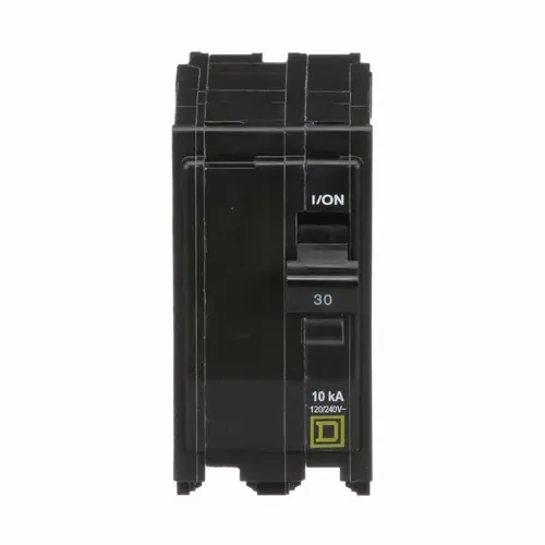 Square D QO230C QO Circuit Breaker, Mini, 30 A, 2 -Pole, 120/240 VAC, 48 VDC, Plug Mounting, Black