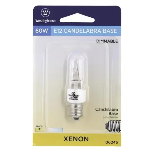 Westinghouse 0624500 Single Ended Halogen Bulb 60 W T3 Krypton/Xenon E12 (Candelabra) White Clear