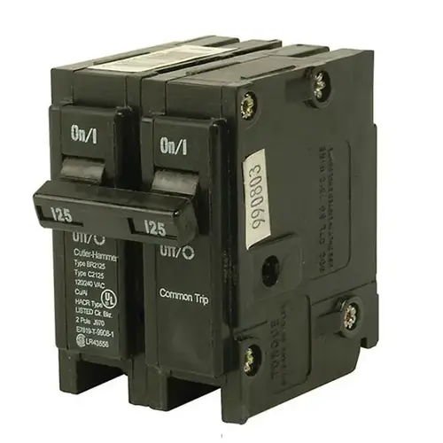 Eaton BR2125 Circuit Breaker, Mini, Type BR, 125 A, 2 -Pole, 120/240 V, Plug Mounting