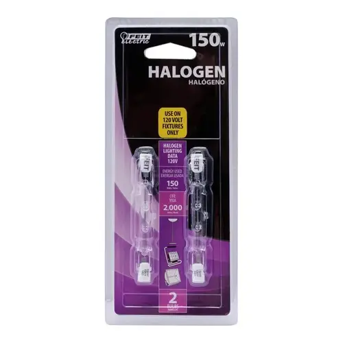Feit BPQ150T3CLS2TRP Halogen Bulb 150 W T3 Tubular 2000 lm Bright White Clear