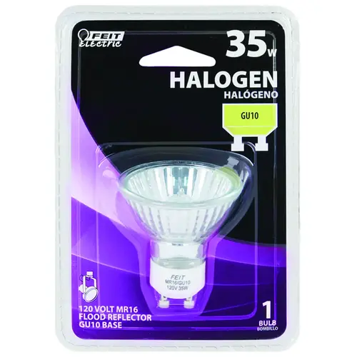 Feit Electric BPQ35MR16/GU10-XCP6 Halogen Bulb, 35 W, GU10 Lamp Base, MR16 Lamp, 3000 K Color Temp, 2000 hr Average Life - pack of 6