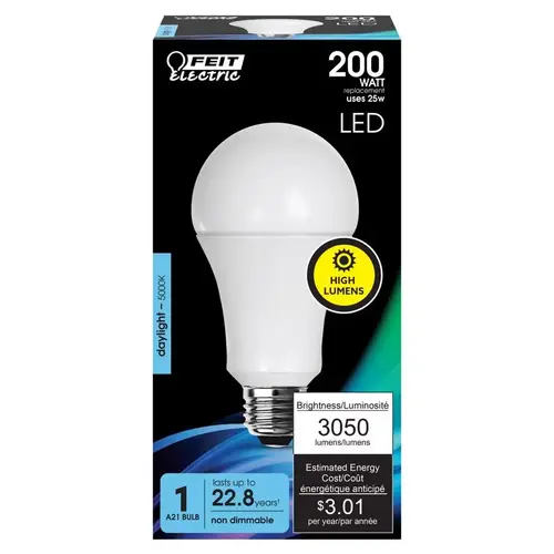 Feit Electric OM200/850/LED LED Bulb A21 E26 (Medium) Daylight 200 Watt Equivalence Frosted