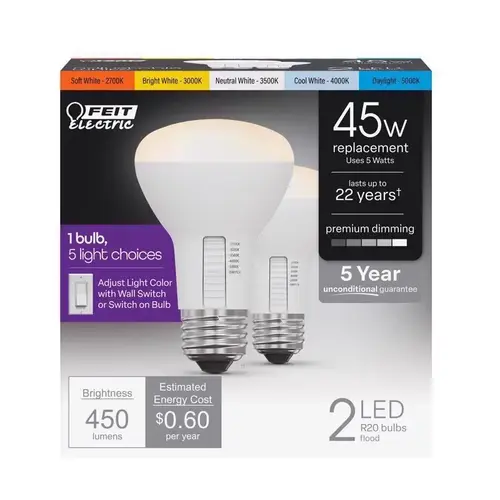 Feit Electric R20DM/6WYCA/2 LED Bulb R20 E26 (Medium) White 45 Watt Equivalence