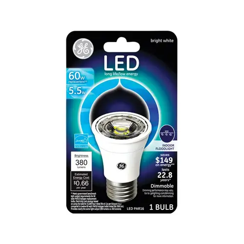 GE 26384 LED Bulb PAR16 E26 (Medium) Bright White 60 W Clear
