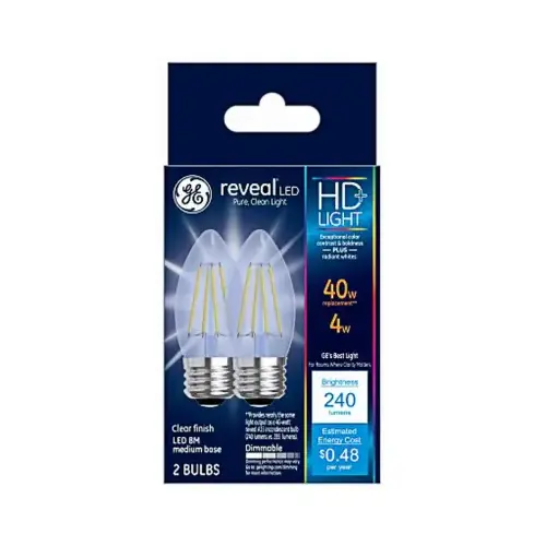 GE 31891 LED Bulb Reveal Blunt Tip E26 (Medium) Soft White 40 W Clear Pair
