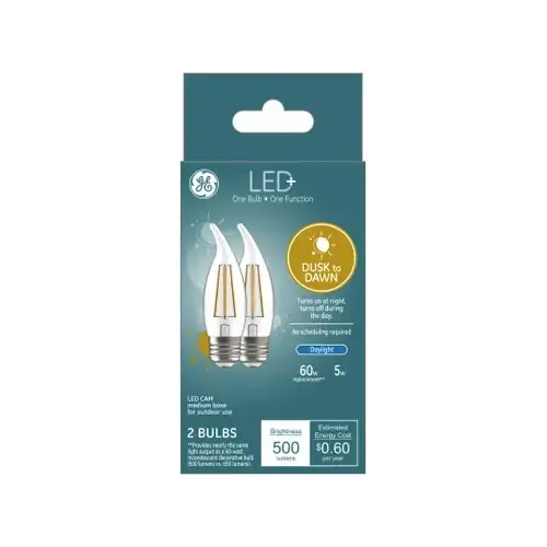 GE 93121494 LED Dusk to Dawn Bulb LED  CAM E26 (Medium) Daylight 60 W Clear Pair