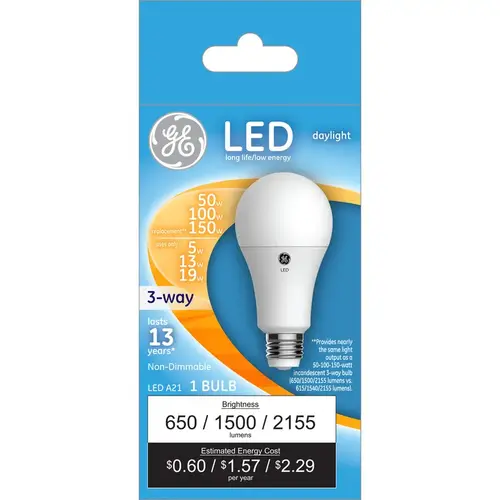 GE 93127048 LED Light Bulb A21 E26 (Medium) Daylight 50/100/150 W Frosted