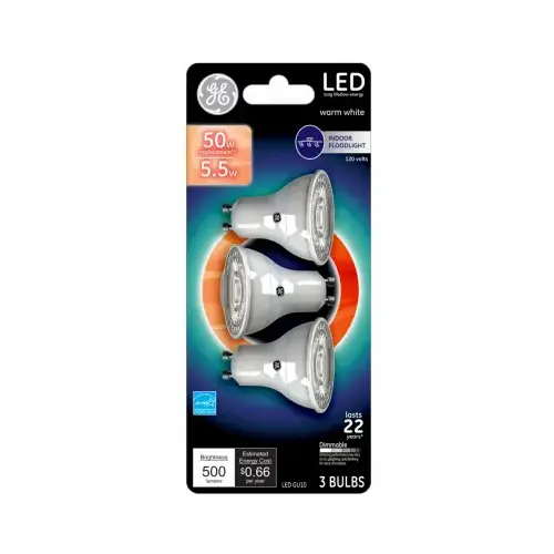 GE Lighting 93120813 LED Recessed Bulb, MR16, 430 Lumens, 5.3-Watt, 3-Pk.