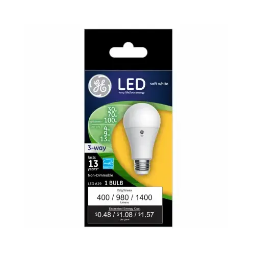 GE Lighting 93126861 LED 3-Way Light Bulb, Soft White, 4/9/13-Watts