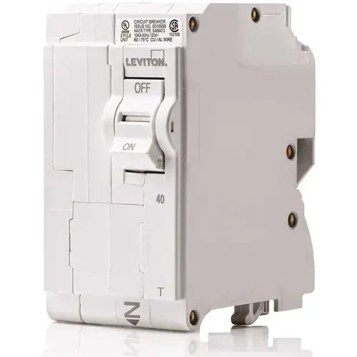 Leviton R00-LB240-0TR 40 Amp 2-Pole Plug-On Standard Branch Circuit Breaker 120/240 VAC