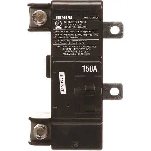 Siemens MBK150A 150 Amp Main Breaker Conversion Kit Black