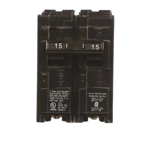 Siemens MP215 15 Amp Double-Pole Type MP Circuit Breaker Black