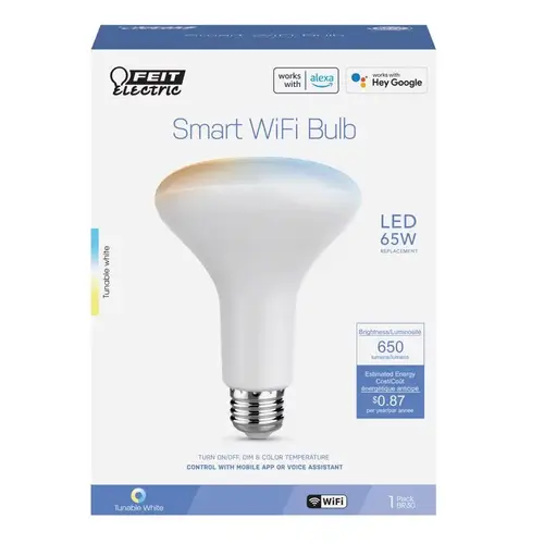 Feit BR30/CCT/CA/AG LED Bulb BR20 E26 (Medium) Smart-Enabled Adjustable White 65 Watt Equivalence Clear