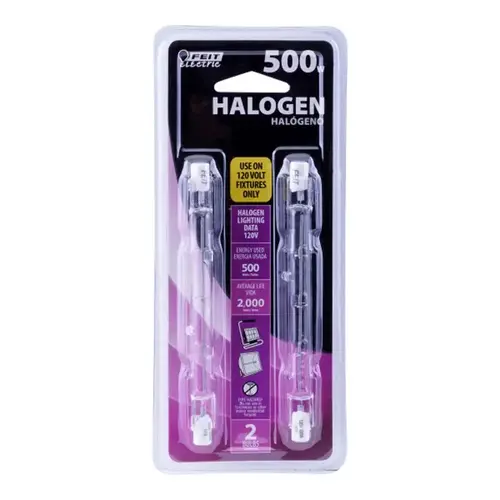 Feit Electric BPQ500T3/CL/2/TRP Halogen Replacement Bulb 500 W T3 Tubular 8500 lm Bright White Clear