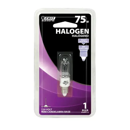 Feit Electric BPQ75/CL/MC/RP Halogen Bulb 75 W T4 Chandelier 1050 lm Bright White Clear