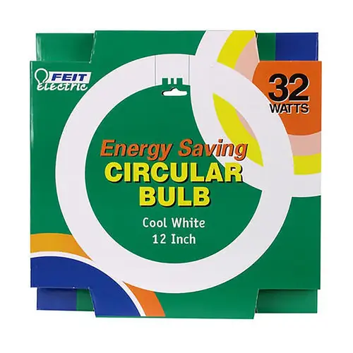 Feit Electric FC12T9/CW Fluorescent Bulb, 32 W, T9 Lamp, G10Q Lamp Base, 2100 Lumens, 4100 K Color Temp