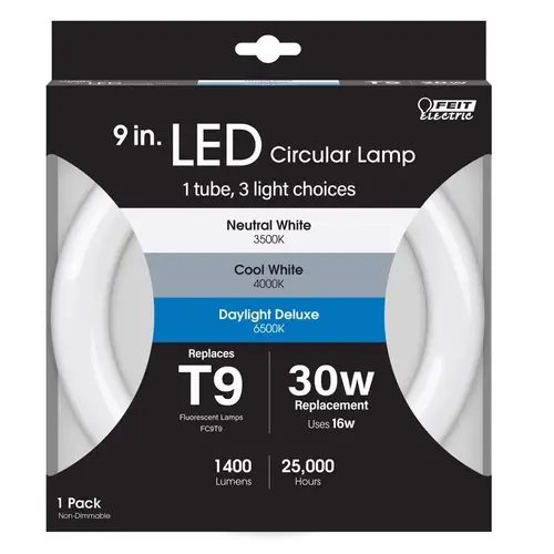 Feit Electric FC9/3CCT/LED LED Tube Light T9 4-Pin Color Changing 30 Watt Equivalence White