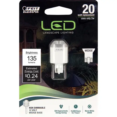 Feit Electric LVW18/LED LED Bulb, Specialty, Mini-Tube Lamp, 20 W Equivalent, T5 Lamp Base, Warm White Light Clear
