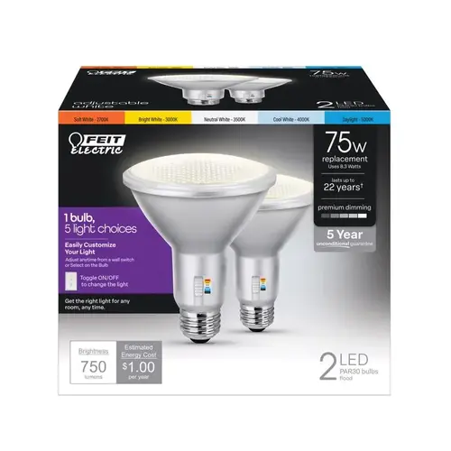 Feit Electric PAR30DM/6WYCA/2 LED Bulb Enhance PAR 30 E26 (Medium) White 75 Watt Equivalence