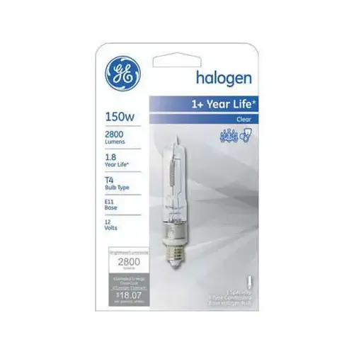 GE 19386 Halogen Bulb 150 W T4 Specialty 2,800 lm White Clear