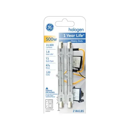 GE 85048-XCP5 Halogen Bulb Quartzline 500 W T3 Tubular 11100 lm Warm White Clea - 2 per pack x5 packs