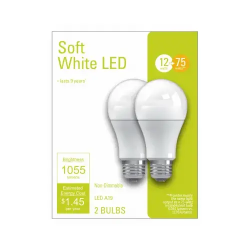GE Lighting 32590 LED Light Bulbs, A21, Soft White, 1055 Lumens, 12-Watts Pair